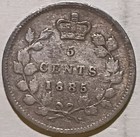 Canada - 1885 5 Cents Victoria  1841-1867   925 Silver Small 5