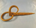 Antique Primitive Hand Wrought Iron Hook And Ring On Spike  773b
