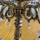 Vtg Hollywood Regency Style Gold Cast Brass Candlestick Holder Glass Crystals