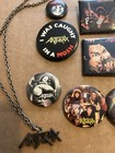 Vintage 80s Anthrax 15 Pin Badge Necklace Lot Among The Living Thrash Metal Sod