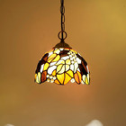 Tiffany Style Orange Grapes Vintage Stained Glass Plug In Pendant Hanging Light