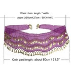 Hip Scarf With Coins Chiffon Dangling Gold Coin Skirt Belly Dance Costume Pur   