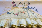 Stunning Embroidered Pillow Cases Southern Belle Ladies Dancing Ruffled Edge