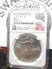 2017  p  Silver Eagle Ngc Ms70 Anna Cabral Signed  At Philadelphia Label E194