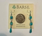 Signed Barse Sterling Silver Turquoise Pierced Earrings