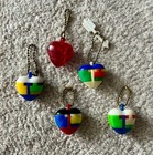 Five Vintage Heart Shape Dexterity Mini Plastic Interlocking Keychain Puzzles