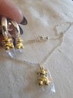         2 Piece Set Tous S925  Sweet Dolls Bubbble Bear Necklace   Earrings 2 Tones 