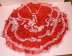 Vtg Sweet  n Sassy Red Sheer White Lace Full Circle Ruffles Pageant Dress 2t