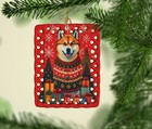 Akita Holiday Christmas Porcelain Ornament Dac3020co2