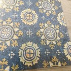 Vtg Caspari Ravenna Mosaics Yellow Blue Floral Gift Wrapping Paper Italy