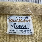 Vtg 60 s Campus Wool Mohair Cardigan Sweater Mens M Yellow Shaggy