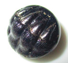 Antique Black Glass Bear Claw Ball Button W Silver Luster - 5 8 