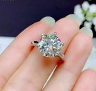Real Moissanite 3ct Round Cut Solitaire Engagement Ring 14k White Gold Plated