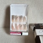 Kiss Press-on Nails Long Square French Nude white silver Glitter  Glue  Csp02