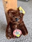 Wow Vtg Mini Steiff  3    Chocolate Brown  Bear Chest Tag Button   Flag All Id
