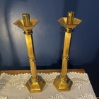 Vintage Solid Brass 16    Candle Stick Holder Pair Set Of 2 Large Heavy Altar