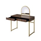 Luxurious Coleen Walnut   Gold Finish Vanity Desk W Mirror Dressing Makeup Table