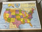 Vintage Nystrom Pull Down World Map 2 Sections  World And United States Ins99