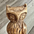 Vintage Hand Carved Wooden Owl Figurine 1970s Signed Folk Art Rustic 6 5    Tall