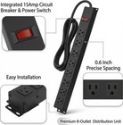 Metal 8 Outlet Power Strip Heavy Duty Surge Protector 1200j Wall Mount Black