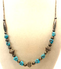 Vintage Native American Liquid Silver Turquoise Nugget Necklace