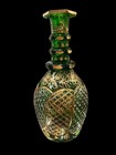 Antique Moser Bohemian Emerald Green Glass Engraved Decanter Gold Gilding