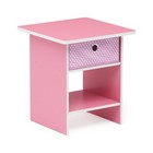 End Table Night Stand Storage Shelf W  Bin Drawer Home Furniture Space Saver New