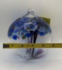 Blue Kitras Tree Of Hope Life Large Art Blown Glass Ornament Ball 6 5    Hanging