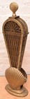Vintage Brass Folding Peacock Fan Fireplace Screen Sea Shell Taiwan Roc