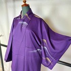 Japanese Kimono Komon Jacket Silk Robe Golden And Silver Mountains Pattern  9403