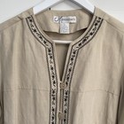 Vintage Silk Linen Top Blouse Shirt Women   s Small Embroidered Cottagecore Boho
