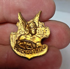 Antique 1912 Chicago Illinois Auto Show Badge Button License Winged Drive