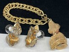 Har Signed Set Bracelet Earring Rare Vintage Gilt Jeweled Genie Crystal Ball A20
