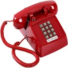 Vintage Red Corded Telephone With Large Buttons And Visible Ringing For Home