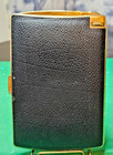 Vintage Rare Collectable Black Leather gold Plated Cigarette Case lighter Combo