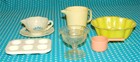 Vtg Plastic Children   s Play Kitchen Dishes Utensil Lot Plate Cup Blue Cornflower