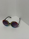 Creamilly Girls Round Rhinestone Sunglasses Rainbow Gem Tinted New Kids Party