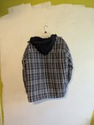 Brazos Men s Plaid Hooded Lined Shacket Jacket W  Pockets Gray Black M