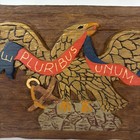 Faux Wood E Pluribus Unum Carved American Eagle Wall Plaque 11 5 X 19   Vintage