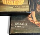 1992 Guatemalan Folk Art Paintings Market Women   Musicians Signed Set Of 2