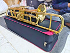 Trombone 3 Valve Of Pure Brass Metal In Golden Polish cushion Box  Free Shipping