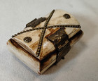 Vintage Trinket Jewelry Box Camel Bone And Brass Hinged Lined Mini 2 5  X 1 75 