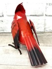 Small Rustic Winter Holiday Cardinal Metal Tin Song Bird Home Garden Yard Figure