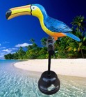 Toucan Statue On Wood Perch Hand-crafted Carved 20  Beak To Tail Tiki Bar Decor