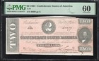 T-70 1864  2 Confederate Currency Pmg 60 Civil War 40699
