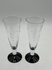 Mid Century Modern Mcm Black Base Water Goblet Drinking Glass Decanter Set Of 2