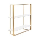  Kercheval Modern 3 Tier Wall Shelf  15 X 32  Rustic Brown 24x6x22 Gold white