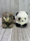 Vtg Puffkins Nutty Squirrel   Peter The Panda Bear Plush Stuffed Toy - Set Of 2