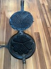 Antique Alfred Andersen Cast Iron Heart Shaped Waffle Iron And Base  8