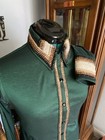 Western All Day Green Stretch Taffeta Hidden Zipper Retro Horse Show Day Shirt